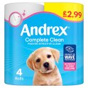 Andrex Complete Clean Toilet Tissues 4 Rolls PMP £2.99